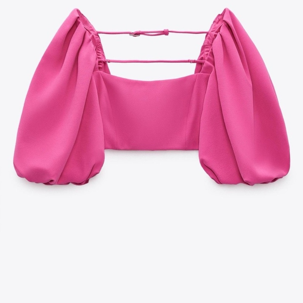 Zara Elegant Pink Balloon Sleeve Top